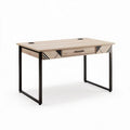 Houten bureau met lade in naturel en zwart 120 x 60 x 75cm