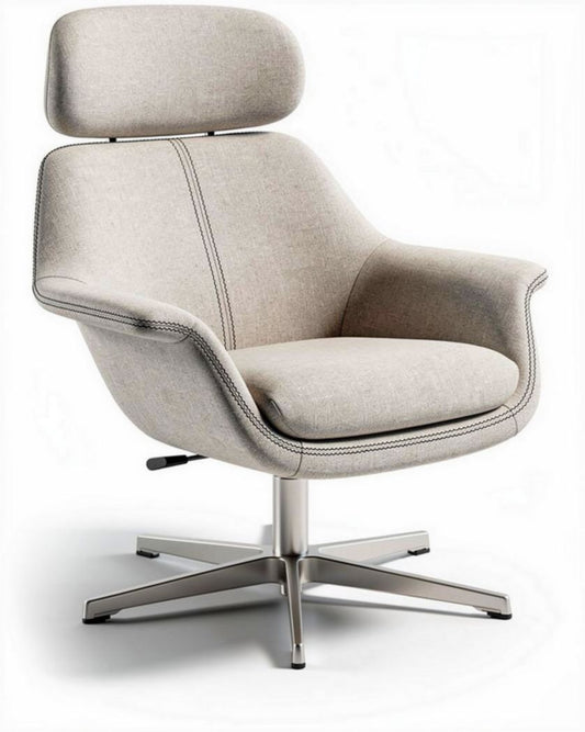draaibare lounge stoel met stoffen bekleding en zilverkleurig onderstel 80 x 75 x 100cm