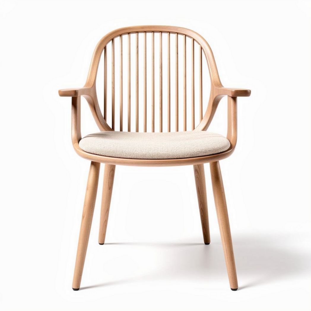 Houten stoel met stoffen zitting in naturel afwerking 45 x 45 x 80cm