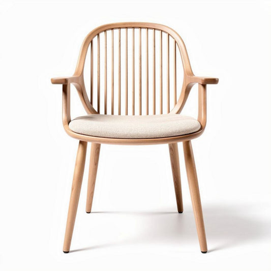 Houten stoel met stoffen zitting in naturel afwerking 45 x 45 x 80cm