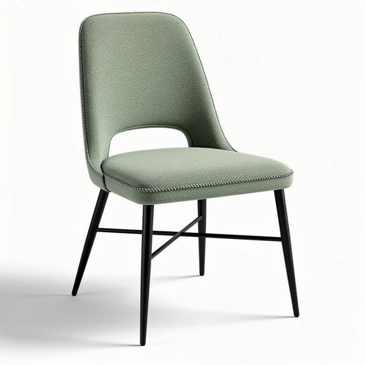Stoel van stof in groen met zwarte metalen poten afmetingen 45 x 50 x 90cm