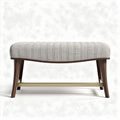 Houten poef met grijze stof en leuning 60 x 30 x 40cm