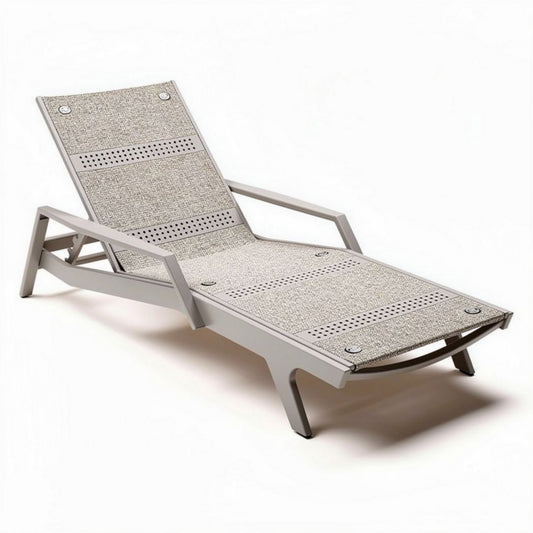 ligstoel van aluminium en textiel voor buiten 200 x 70 x 30 cm beige