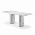 Marmeren eettafel met afmetingen van 180 x 90 x 75cm en vierkante poten