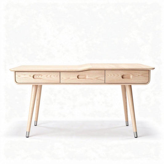 Houten bureau met drie lades afmetingen 120 x 60 x 75cm naturel kleur
