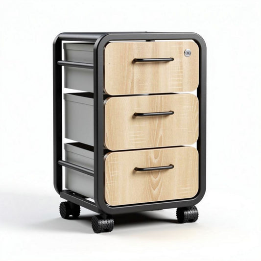 Kast op wielen met drie lades van hout en metaal 40 x 40 x 60 cm